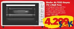 SİMFER M-7032 BEYAZ 70 L MİDİ FIRIN